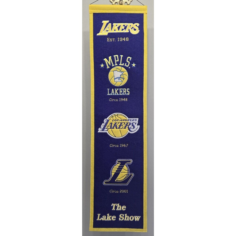 Los Angeles Lakers NBA Winning Streak Embroidered Wool Heritage Wall Banner 2017